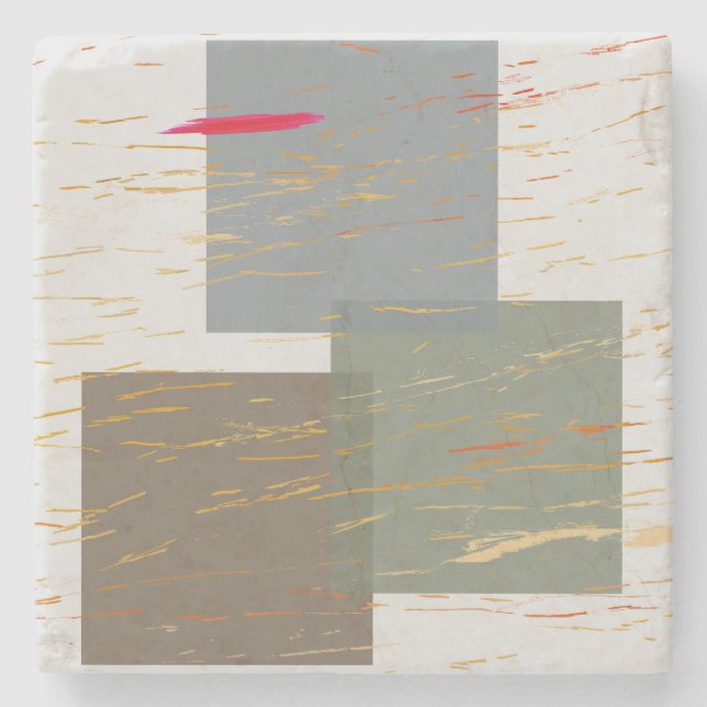 Streak Squares Stone Coaster (Front)