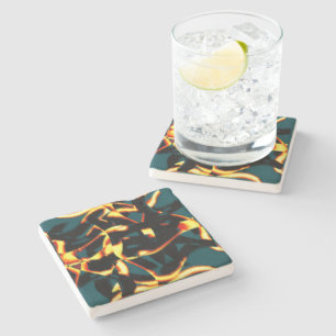 Streaks burnt yellow red looks terry, flawed spray stone coaster