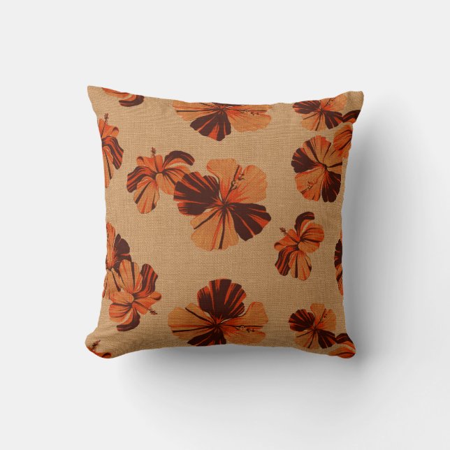 Streaky Hawaiian Hibiscus Reversible Pillows (Front)