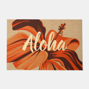 Streaky Hawaiian One Hibiscus Orange Aloha 2 Doormat