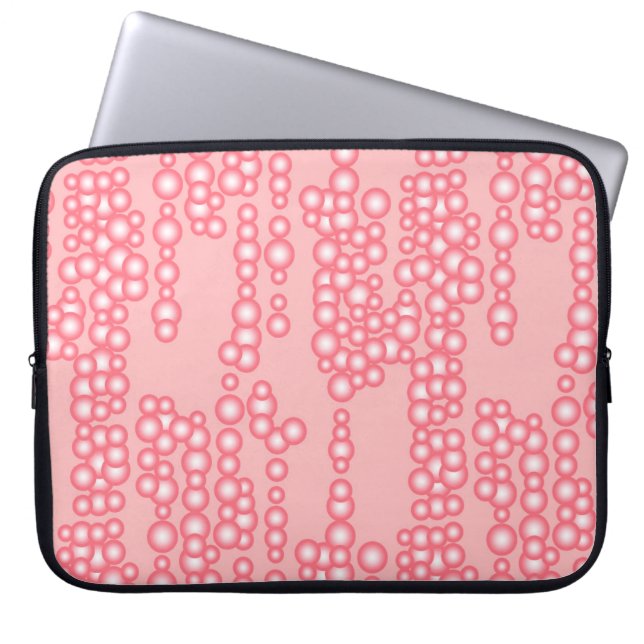 Stream of bubbles, coral pink laptop sleeve (Front)
