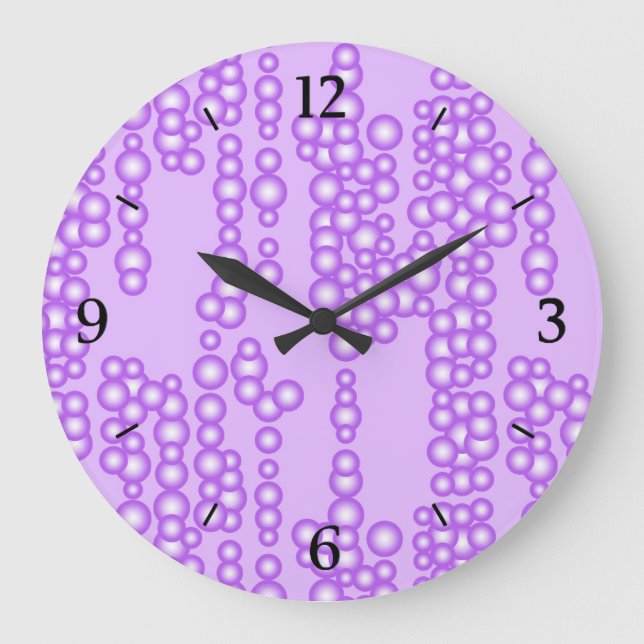 Stream of bubbles, shades of lavender large clock (Front)