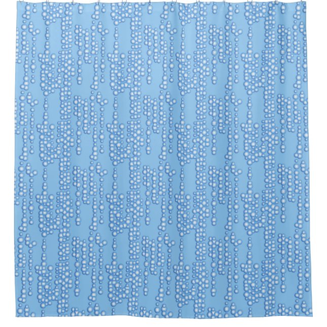 Stream of bubbles, shades of light blue shower curtain (Front)