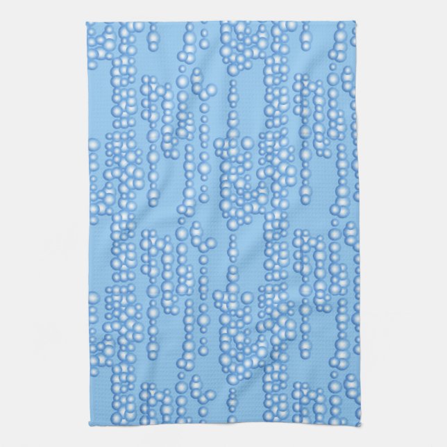 Stream of bubbles, shades of light blue tea towel (Vertical)