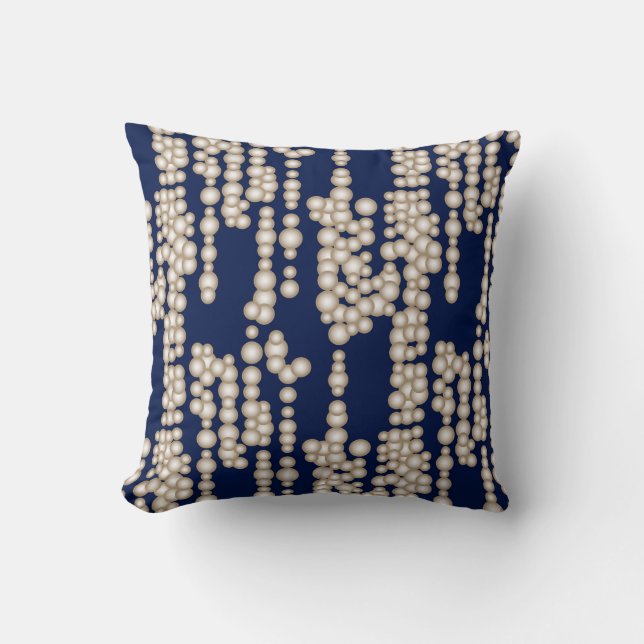 Stream of bubbles, white on navy blue cushion (Front)