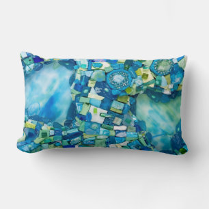 Stream of Life Mixed Media Mosaic Lumbar Cushion