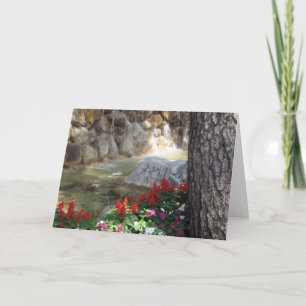 Stream with Red Flowers Greeting Card