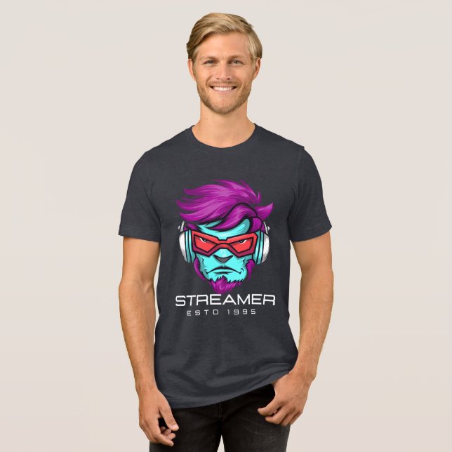 Streamer Head Printed  Tri-Blend Shirt (Front Full)
