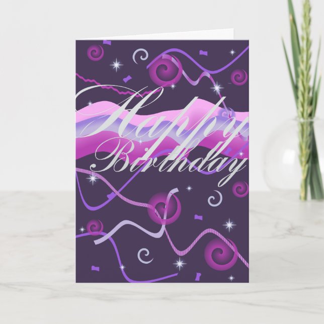 Streamer's & Confetti Birthday Card (Front)