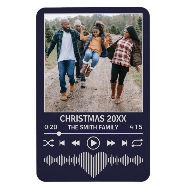 Streaming Music Blue Player Photo Christmas Magnet (Vertical)