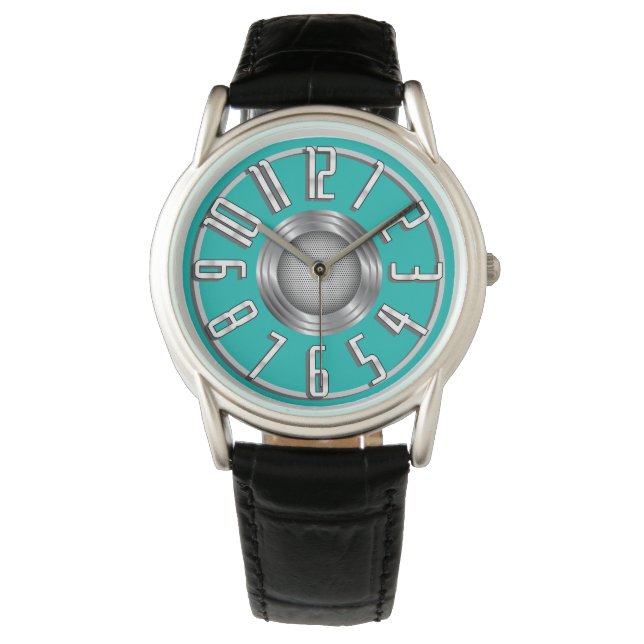 Streamline Art Deco Wrist Watch - Aqua (Front)