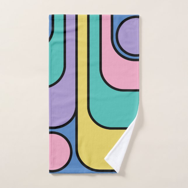 Streamline Moderne Retro Style Geometric Design Bath Towel Set (Hand Towel)
