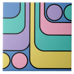 Streamline Moderne Retro Style Geometric Design Ceramic Tile