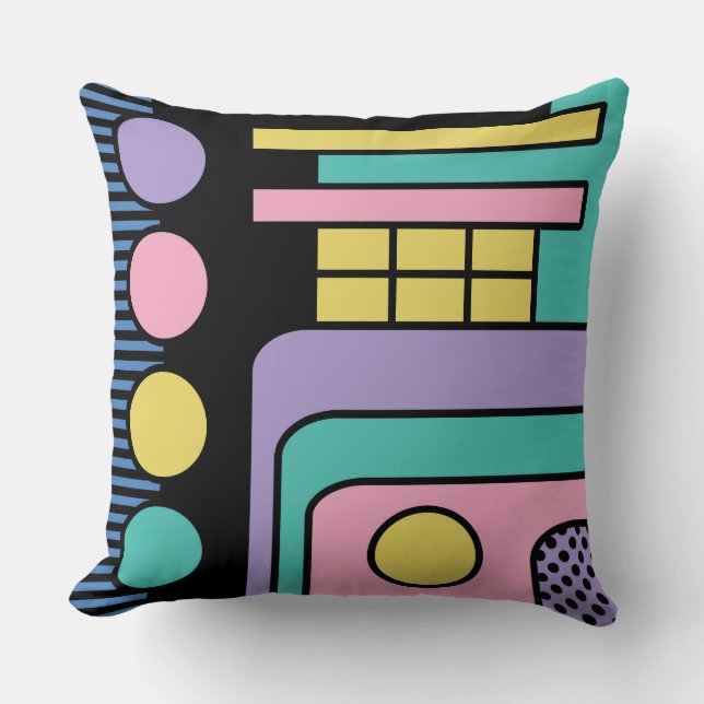 Streamline Moderne Retro Style Geometric Design Cushion (Front)