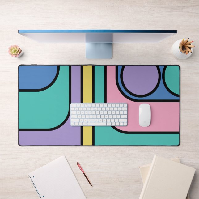 Streamline Moderne Retro Style Geometric Design Desk Mat (Office 1)