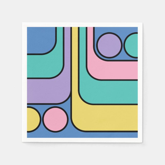 Streamline Moderne Retro Style Geometric Design Napkin (Front)
