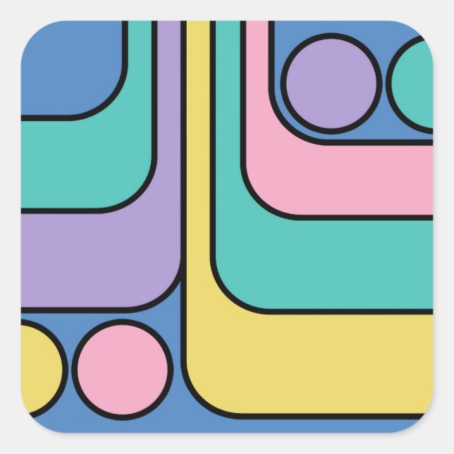 Streamline Moderne Retro Style Geometric Design Square Sticker (Front)