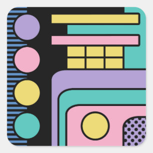 Streamline Moderne Retro Style Geometric Design Square Sticker