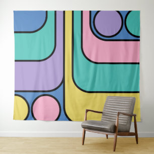 Streamline Moderne Retro Style Geometric Design Tapestry