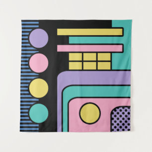 Streamline Moderne Retro Style Geometric Design Tapestry