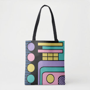 Streamline Moderne Retro Style Geometric Design Tote Bag