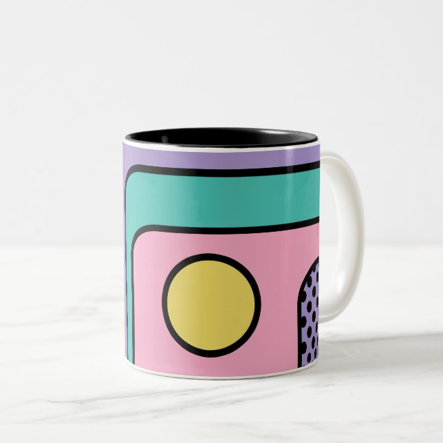 Streamline Moderne Retro Style Geometric Design Two-Tone Coffee Mug (Front Right)