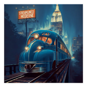 Streamline Moderne Vintage New York Express Poster