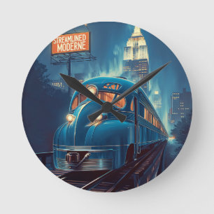 Streamline Moderne   Vintage New York Express Round Clock