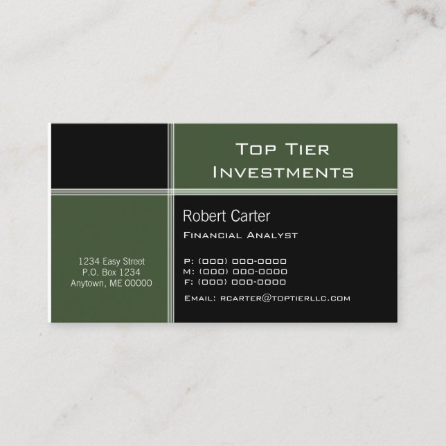 Streamlined Pro Business Card, Clover Green Card (Front)