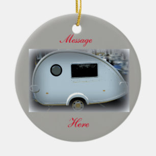 Streamlined teardrop trailer gypsy caravan ceramic ornament