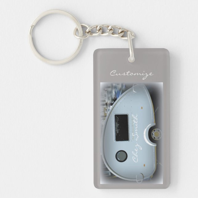 Streamlined teardrop trailer gypsy caravan keychai key ring (Front)