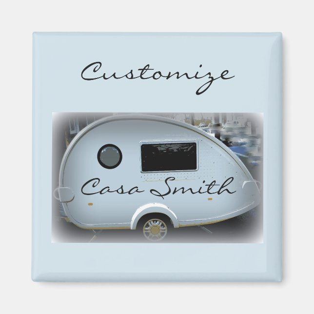 Streamlined teardrop trailer gypsy caravan magnet (Front)