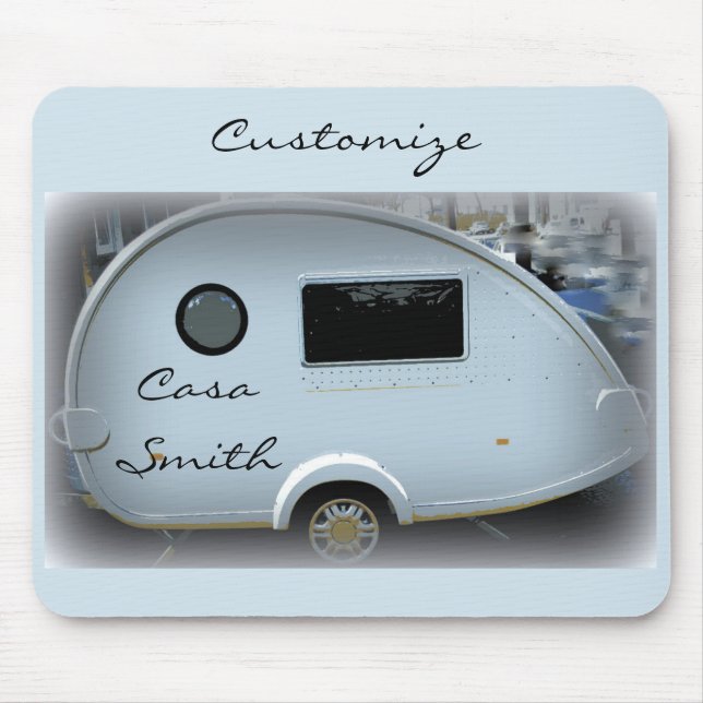 Streamlined teardrop trailer gypsy caravan mouse pad (Front)