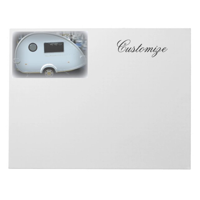 Streamlined teardrop trailer gypsy caravan notepad (Front)