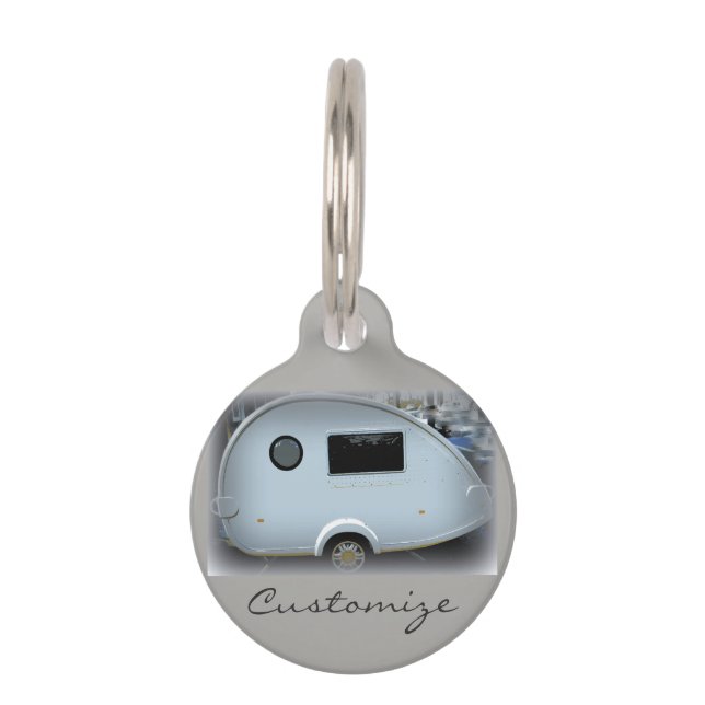 Streamlined teardrop trailer gypsy caravan pet tag (Front)
