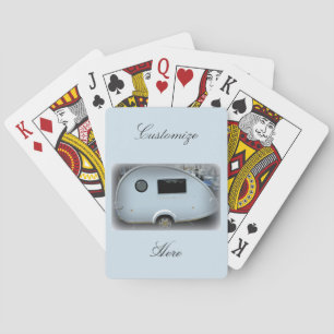 Streamlined teardrop trailer gypsy caravan playing cards