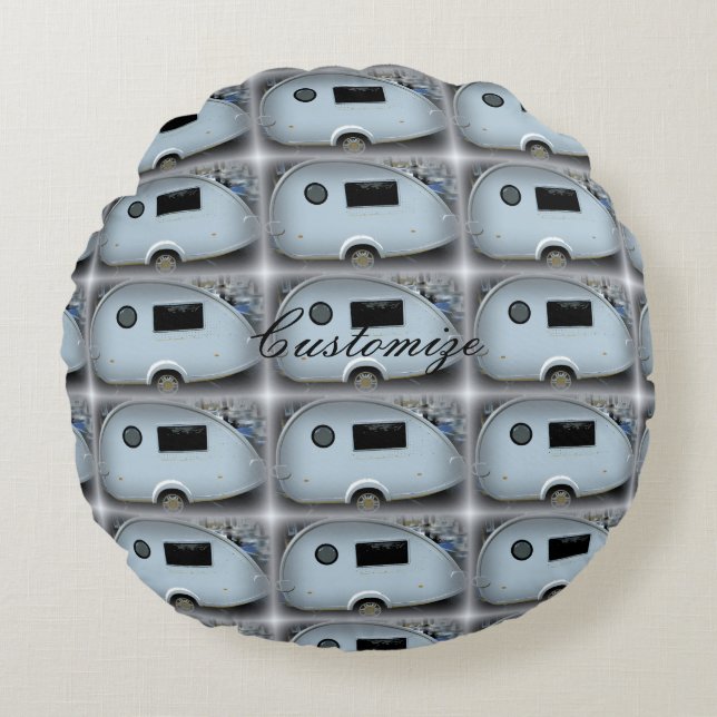Streamlined teardrop trailer gypsy caravan round cushion (Front)