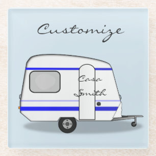 Streamlined tiny travel trailer Thunder_Cove Glass Coaster