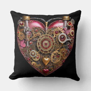 Streampunk Heart Ruby Valentine Cushion