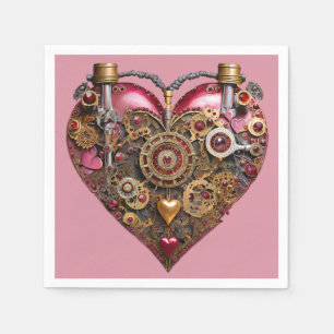 Streampunk Heart Ruby Valentine Napkin