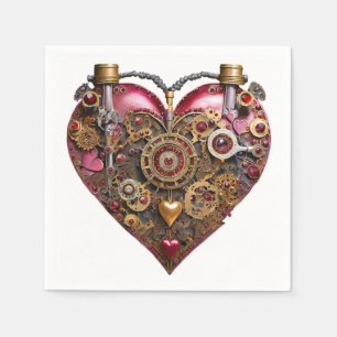 Streampunk Heart Ruby Valentine Napkin
