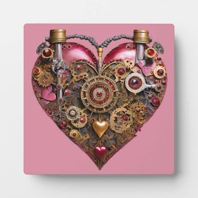 Streampunk Heart Ruby Valentine Plaque (Front)