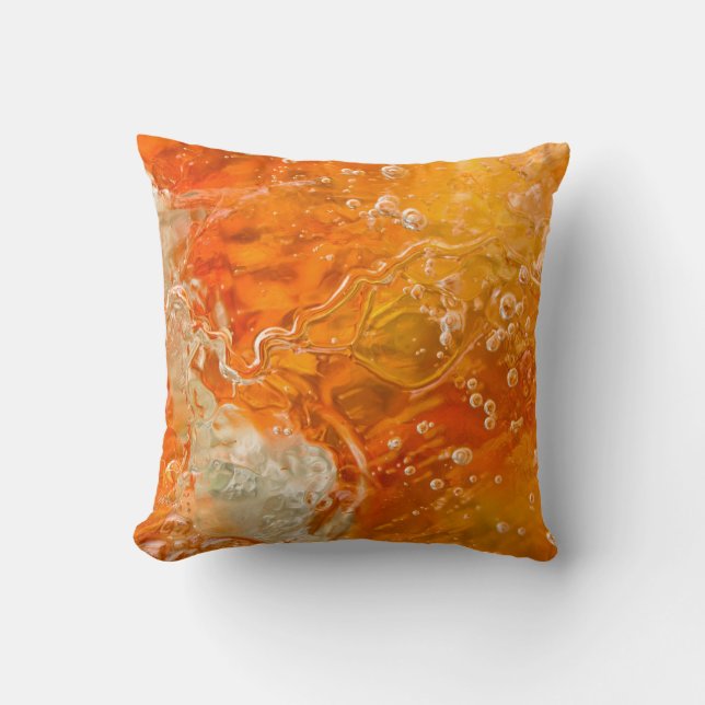 Streams of Consciousness - Orange Gold Bubbles Cushion (Front)