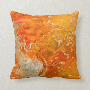 Streams of Consciousness - Orange Gold Bubbles Cushion