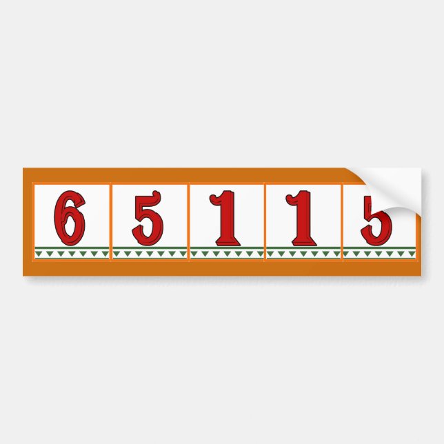 Street Address Red Italian Tiles Bumper Sticker (Front)