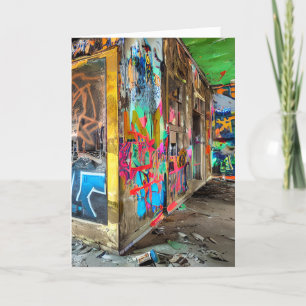 Street Art Abandoned Building   Colourful Day Card