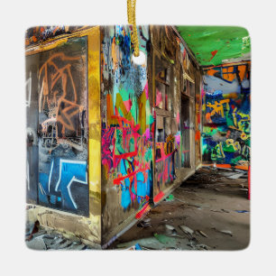 Street Art Abandoned Building Personalised Ceramic Ornament