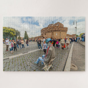 Street art and Castel Sant'Angelo, Rome, Italy Jigsaw Puzzle