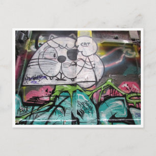 street art cat postcard