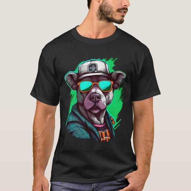 Street Art Dog Urban Rap Street gift T-Shirt (Front)